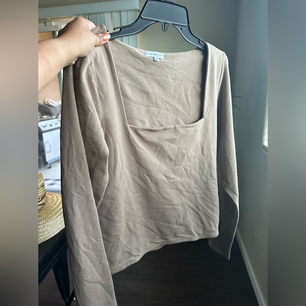 NWT GOOD AMERICAN SQUARE NECK LONG SLEEVE
